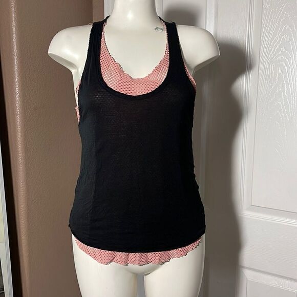 Koral Black and pink sheer net top racerback size xs - Picture 1 of 5